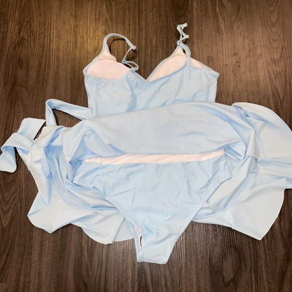 SHEIN Wrap Ruffle Knot Skort One Piece Swimsuit swim dress Women's Sz Large NWOT - Picture 7 of 8